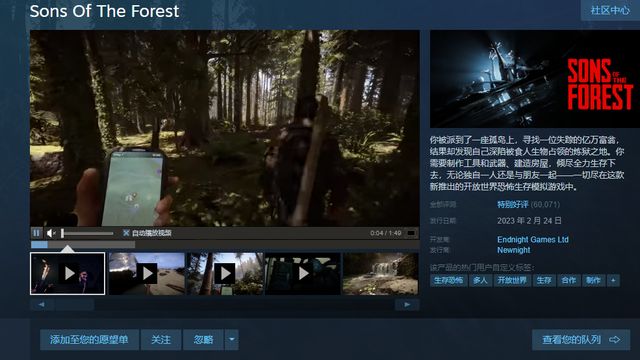 《森林之子》標準版能聯機嗎？