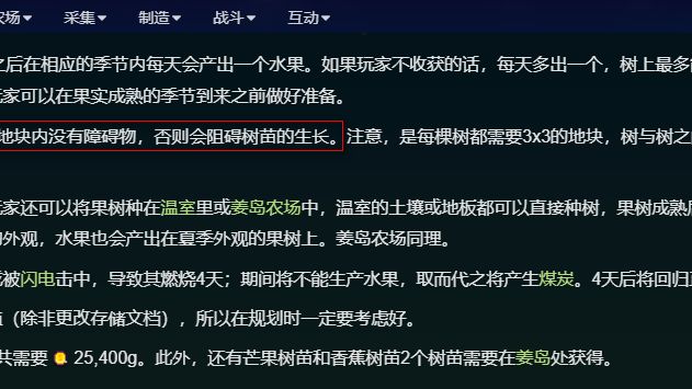 《星露穀物語》果樹佔幾個格子？