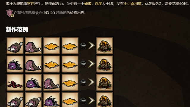 《饑荒聯機版》蜜汁火腿配方是什麼？